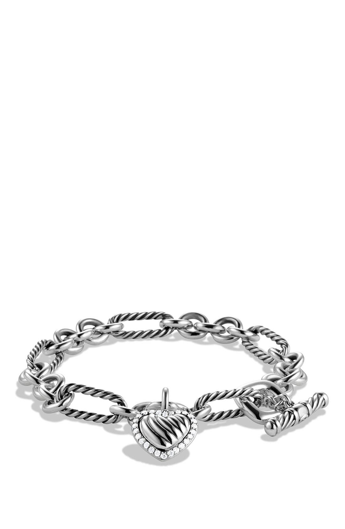 David Yurman 'Cable Heart' Charm Bracelet with Diamonds Nordstrom