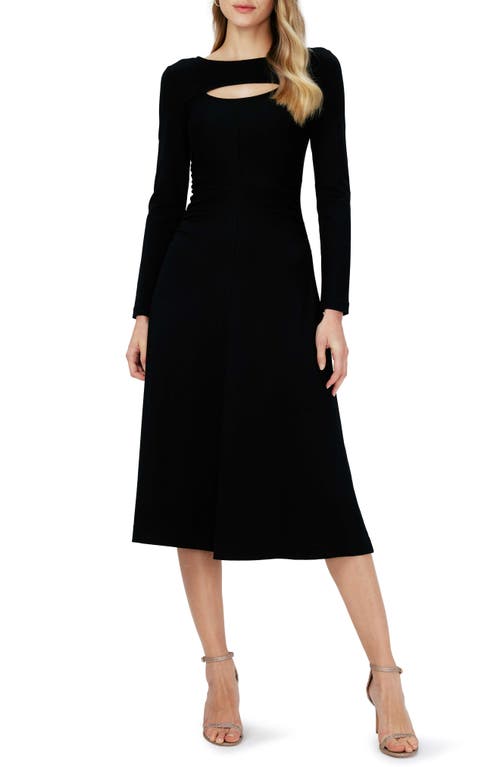 Andreina Keyhole Cutout Long Sleeve Sweater Dress in Black