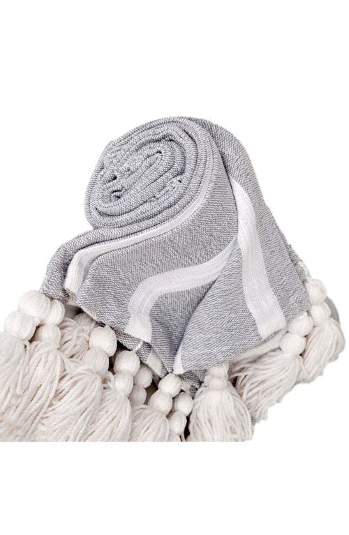 Parkland Collection Nara Tassel Throw Blanket In Light Grey