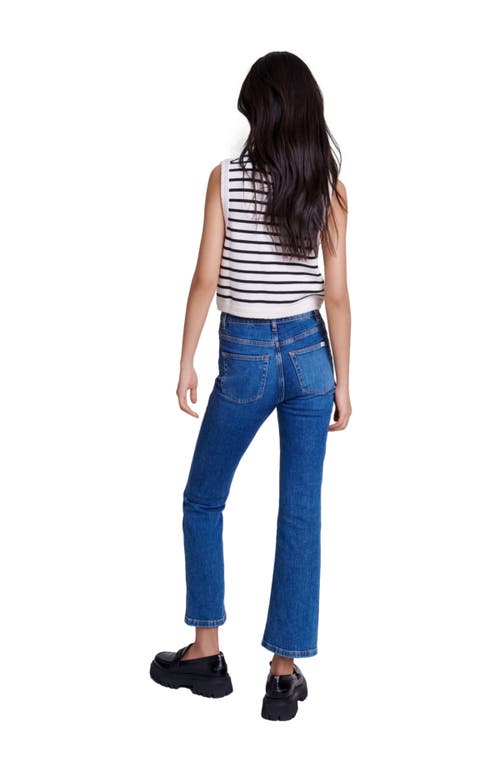 Shop Maje Sleeveless Striped Cardigan In Navy/ecru