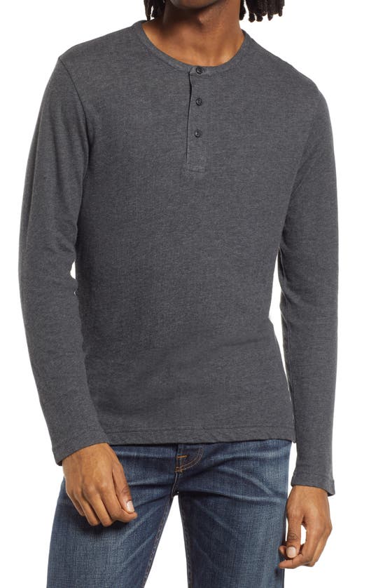 Treasure & Bond Double Knit Henley In Grey Dark Charcoal Heather | ModeSens