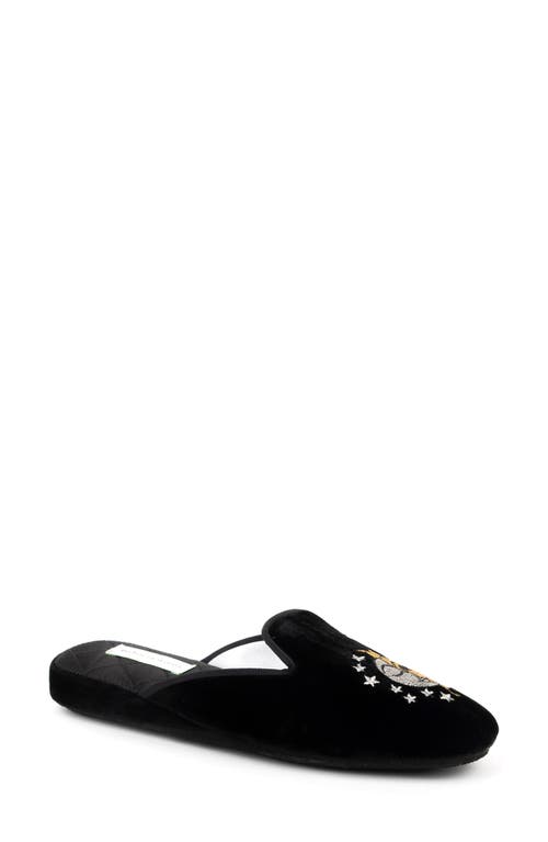 patricia green Sun Moon Star Embroidered Slipper Black at Nordstrom,