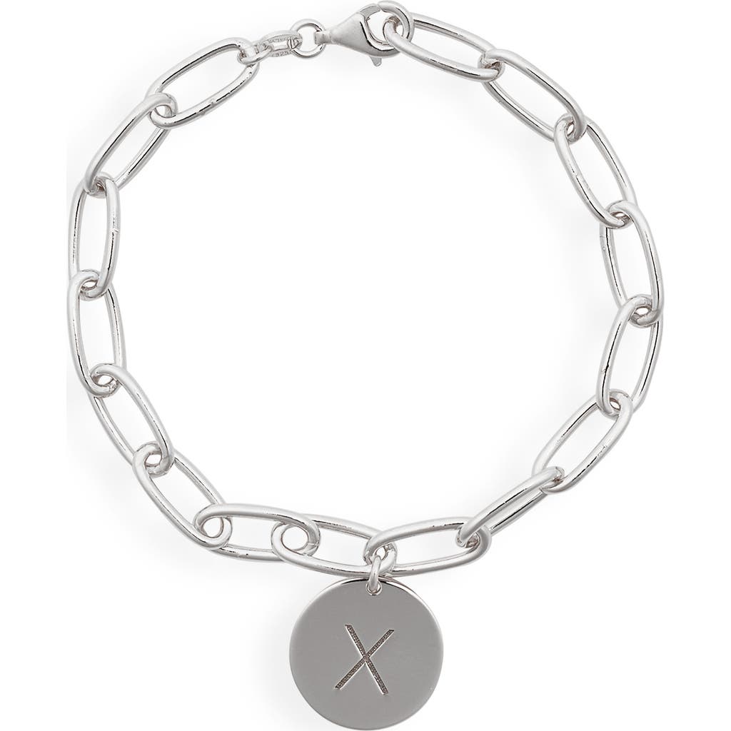 Meshmerise Initial Disc Charm Bracelet In White-x
