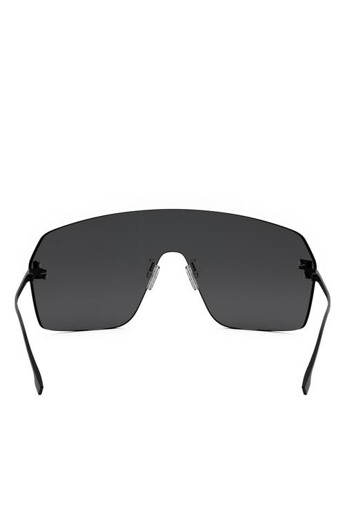 Shop Fendi ' First Rectangular 139mm Shield Sunglasses In Matte Black/smoke