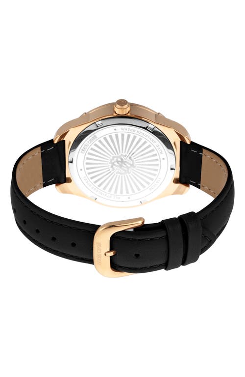Roberto Cavalli By Franck Muller Crystal Leather Strap Watch, 42mm In Black/gold