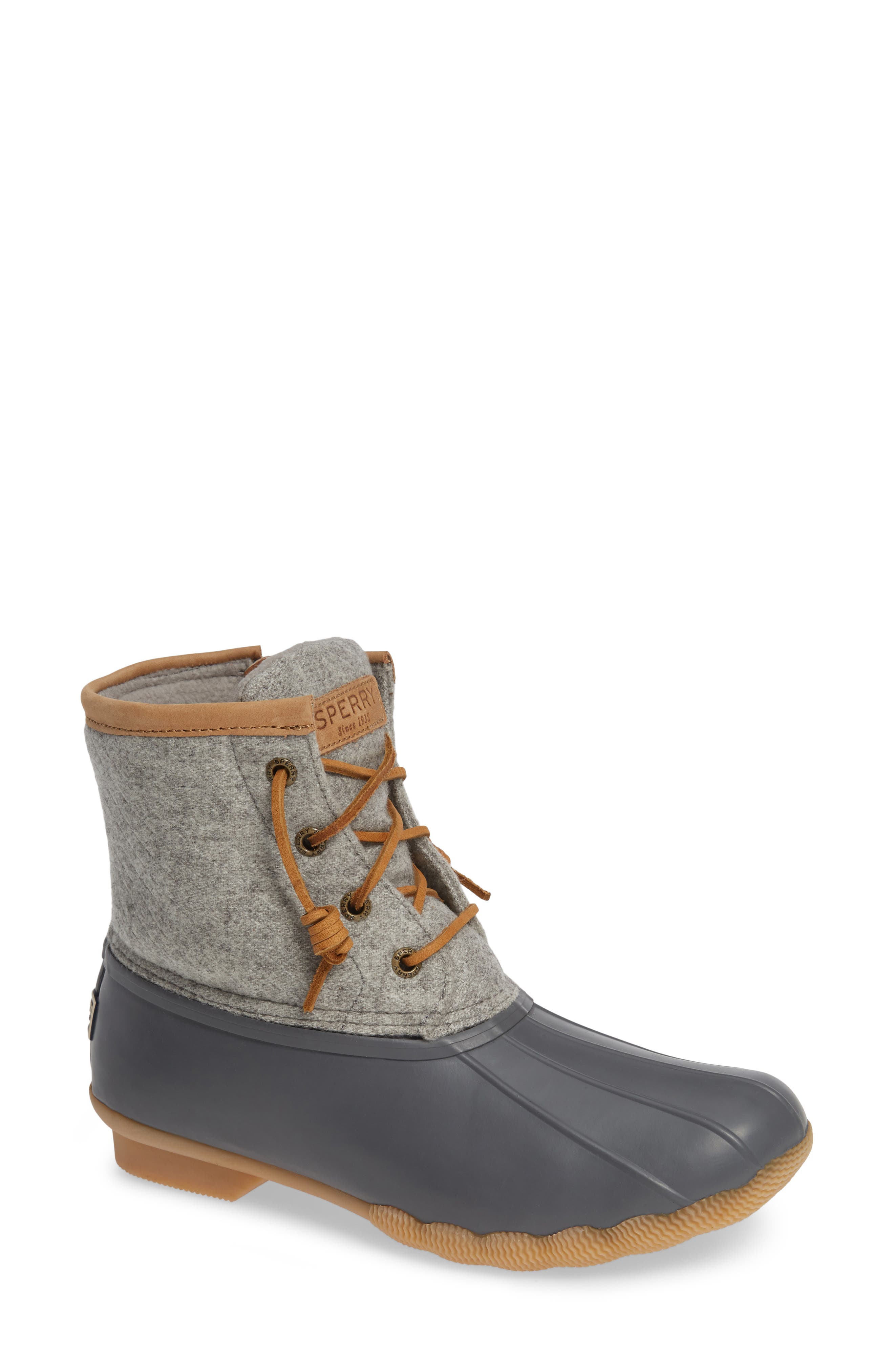 grey quilted sperry duck boots