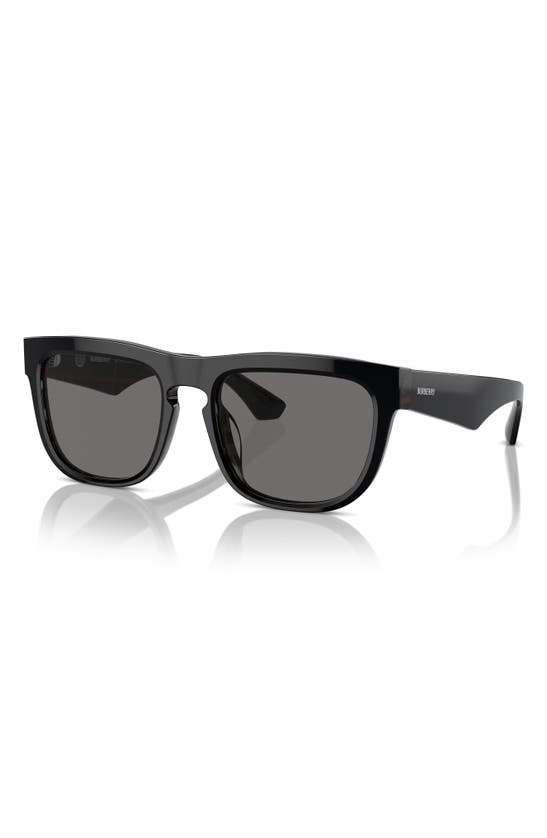 Shop Burberry 56mm Polarized Square Sunglasses In Shiny Black