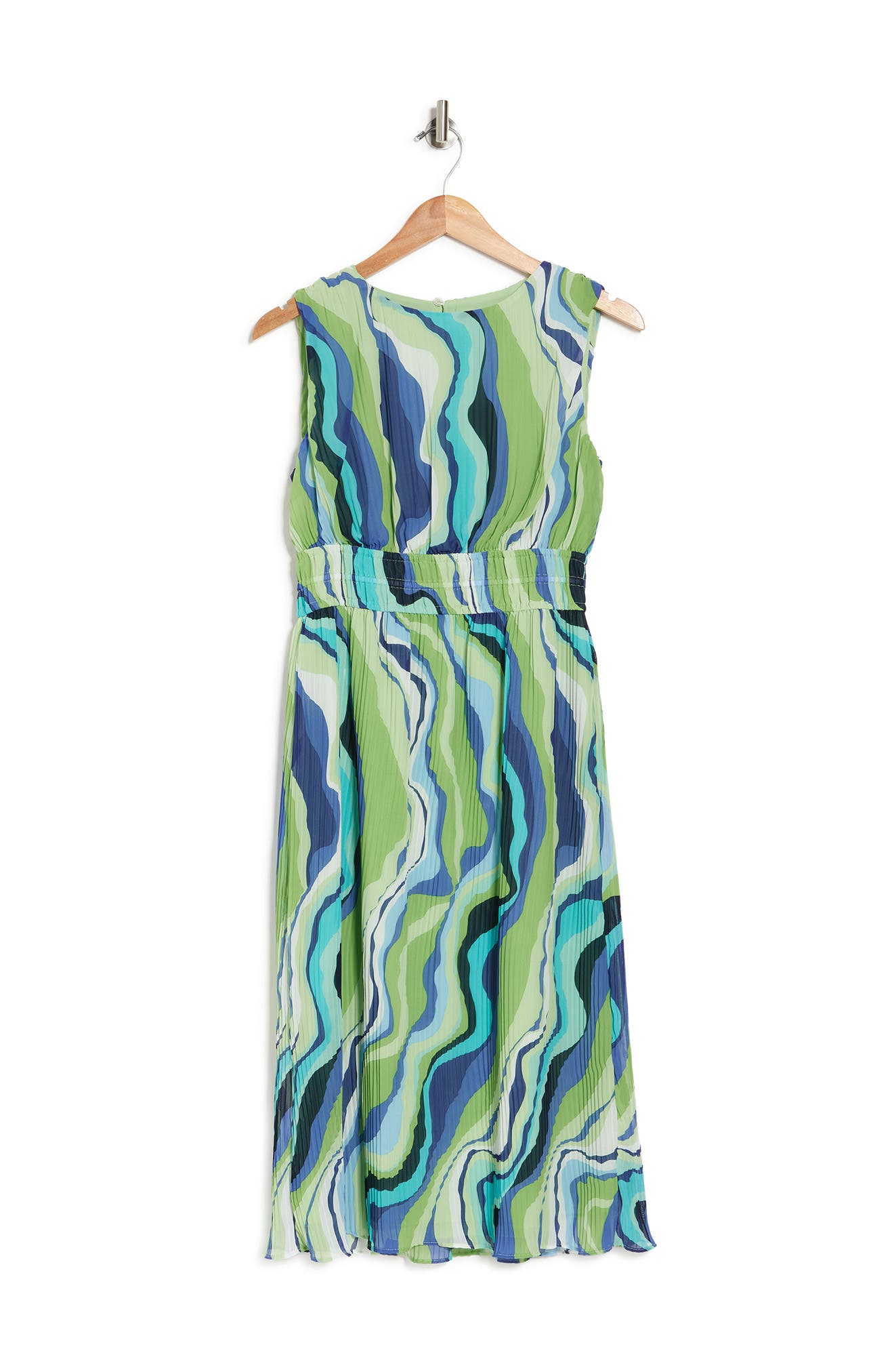 donna morgan sleeveless pleated midi dress