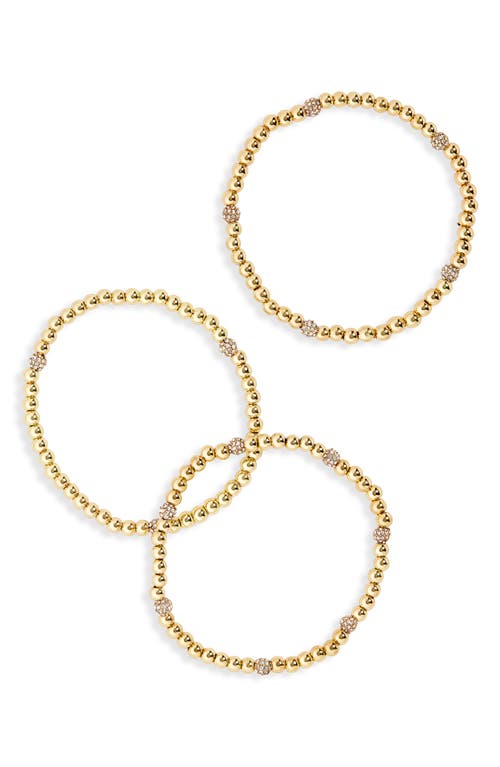 Shop Baublebar Pisa Set Of 3 Beaded Stretch Bracelets In Gold