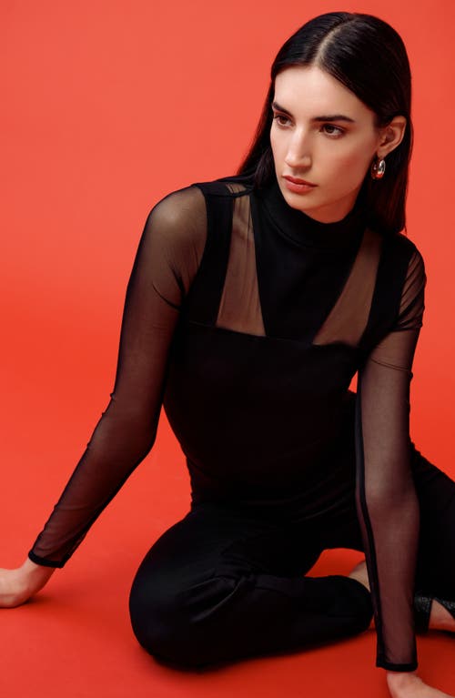 Marcella Amelia Ponte & Mesh Top In Black
