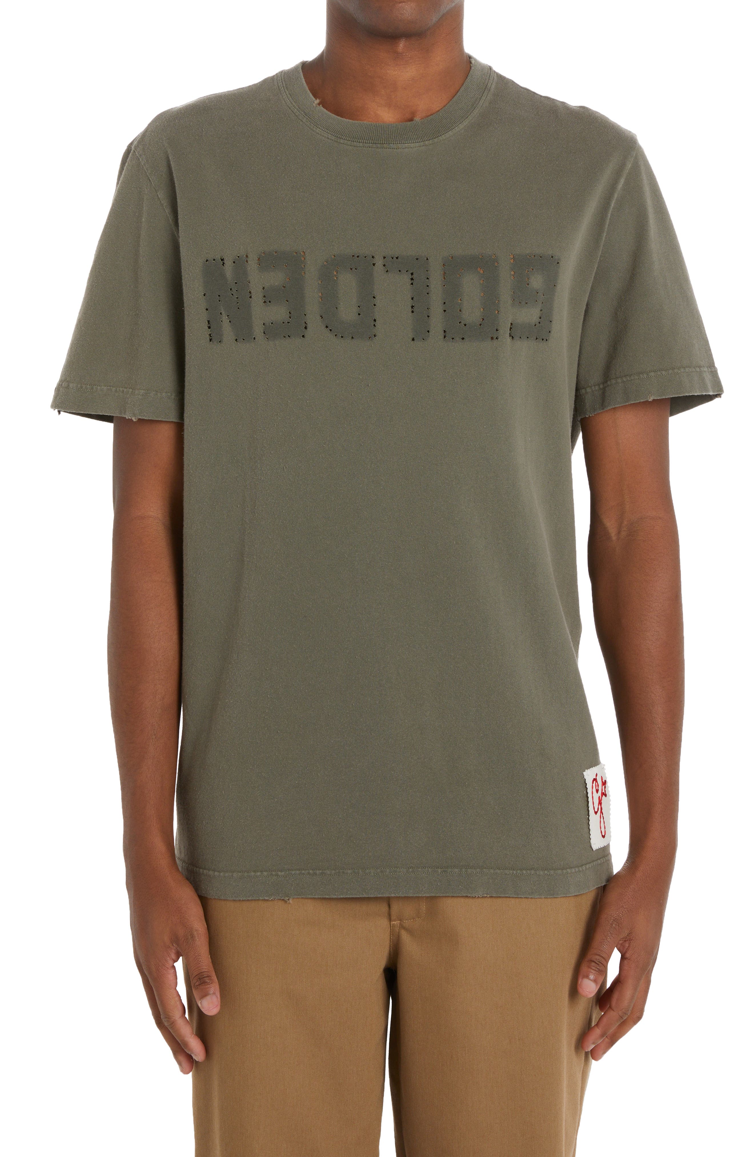 Khaki designer t shirt Clearance