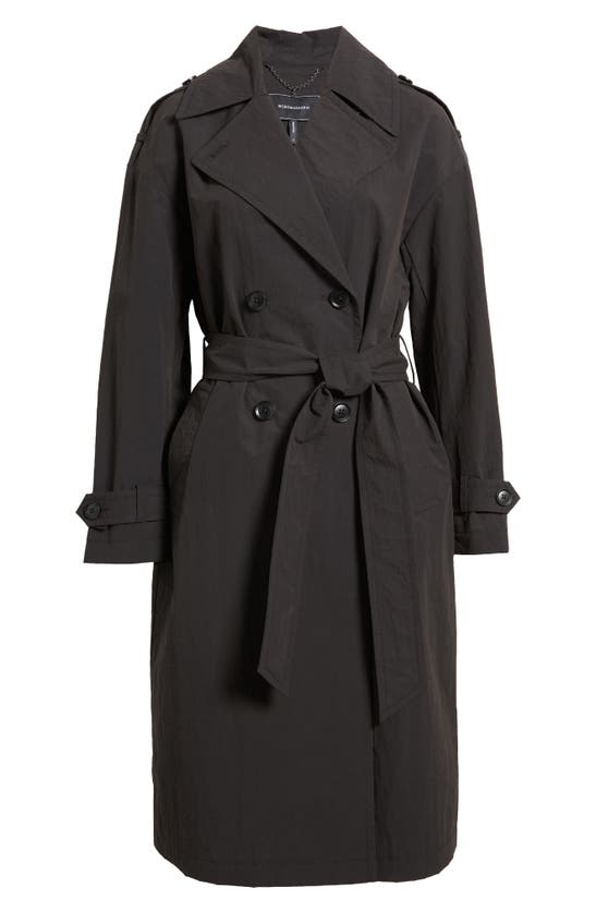 Shop Bcbgmaxazria Double Breasted Packable Trench Coat In Black