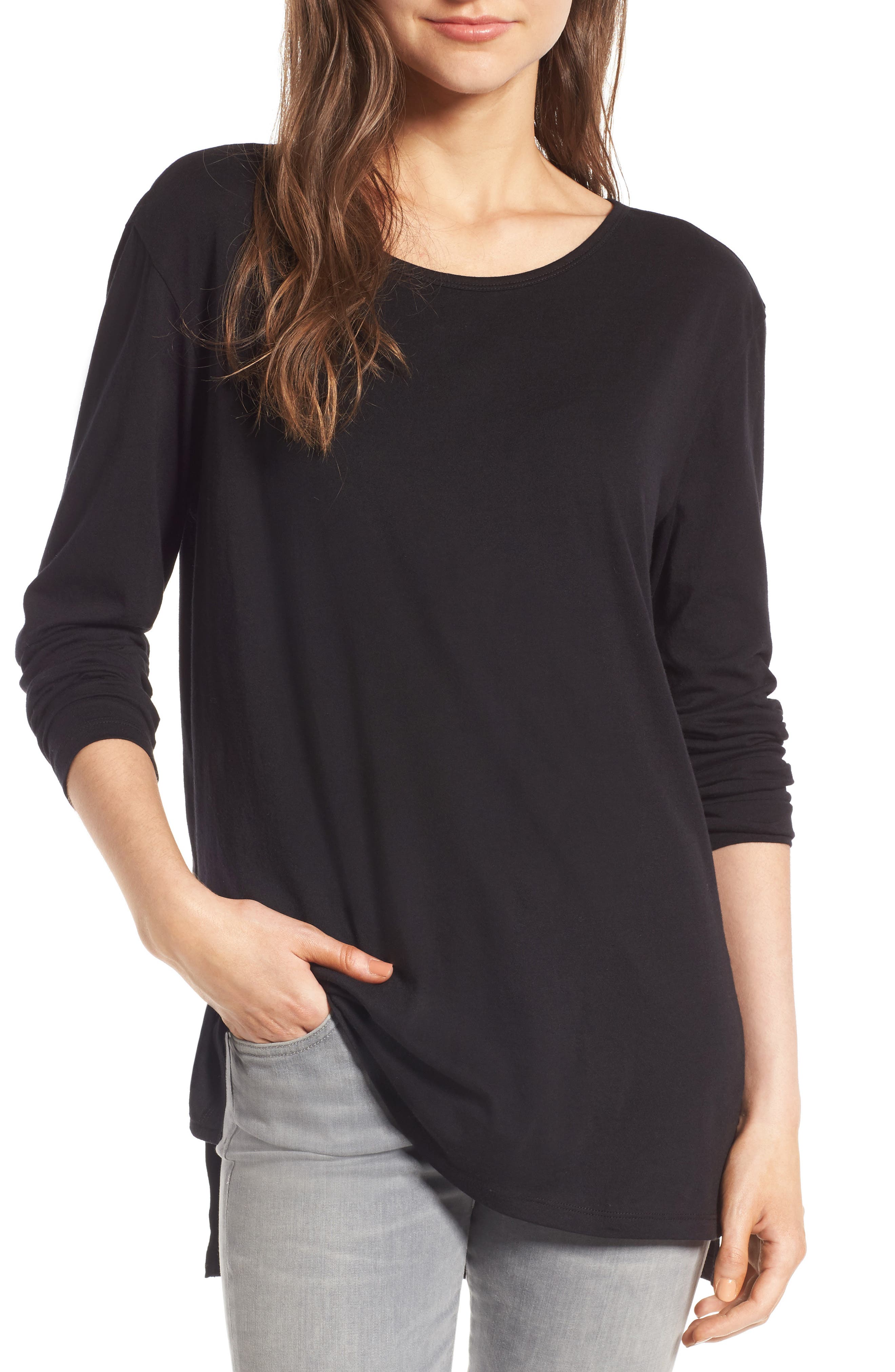 long sleeve shirt with slits on both sides