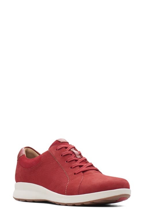 Clarks(r) Un Adorn Sneaker in Red Nubuck/Suede