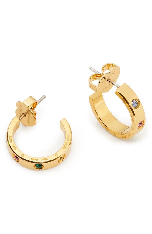 Kate Spade New York cubic zirconia huggie hoop earrings in Yellow Gold Multi at Nordstrom