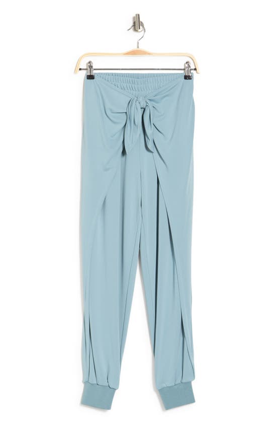 Cinq À Sept Gizele Tie-front Jersey Tapered Pants In Ocean Dew