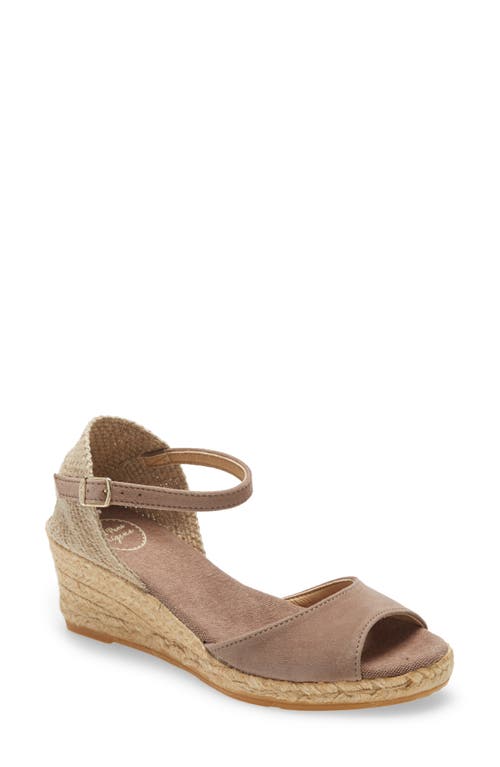 Llivia Wedge Sandal in Taupe Suede