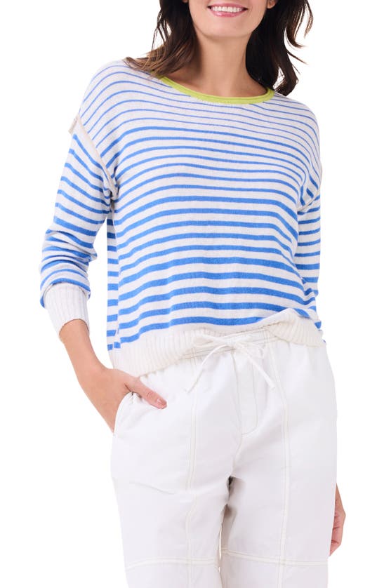 Shop Nic + Zoe Supersoft Striped Up Sweater In Blue Multi