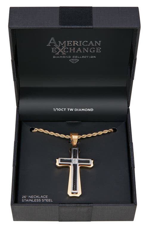 Shop American Exchange Diamond Accent Cross Pendant Necklace In Gold/black