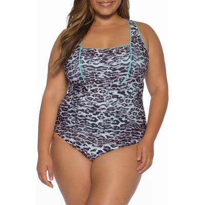 Plus Size Becca Etc. Animal Kingdom One-Piece Swimsuit, Brown