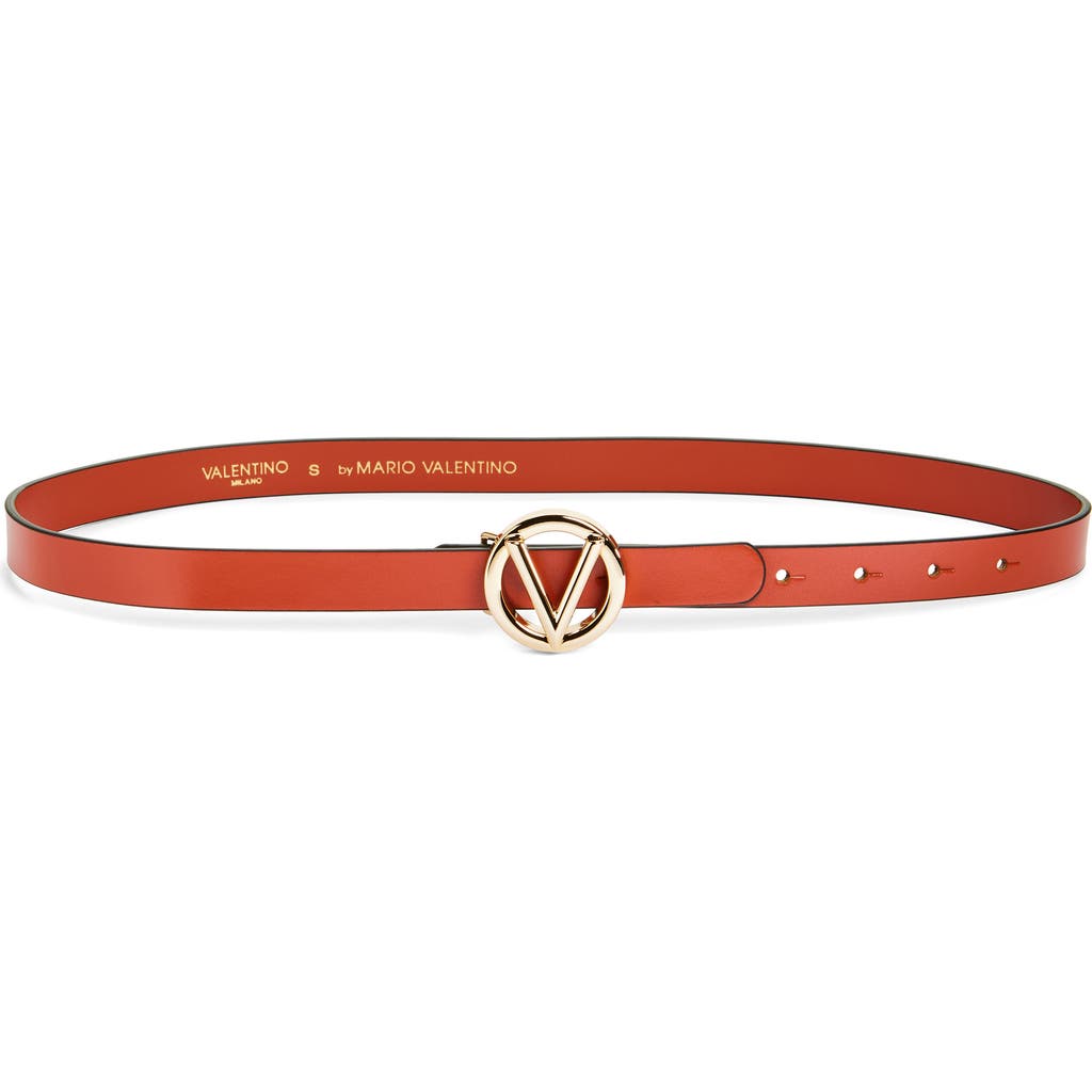 Valentino By Mario Valentino Giusy Baby Monogram Logo Buckle Belt In Rust