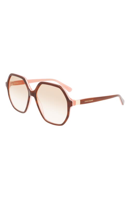 Shop Longchamp 58mm Le Pliage Modified Rectangle Sunglasses In Havana/rose