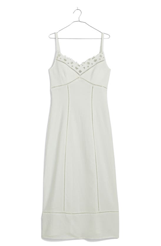 Shop Madewell Sweetheart Neck Linen Blend Dress In Eyelet White