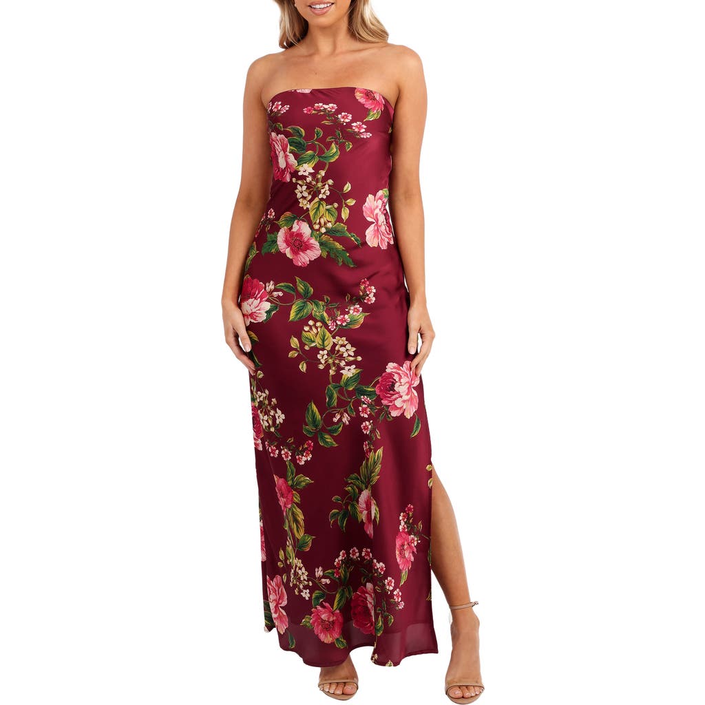 Petal And Pup Petal & Pup Bryden Strapless Satin Maxi Dress In Red