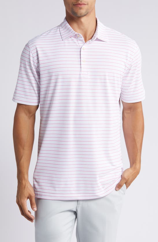 Peter Millar Crown Crafted Fitz Stripe Performance Mesh Polo In White