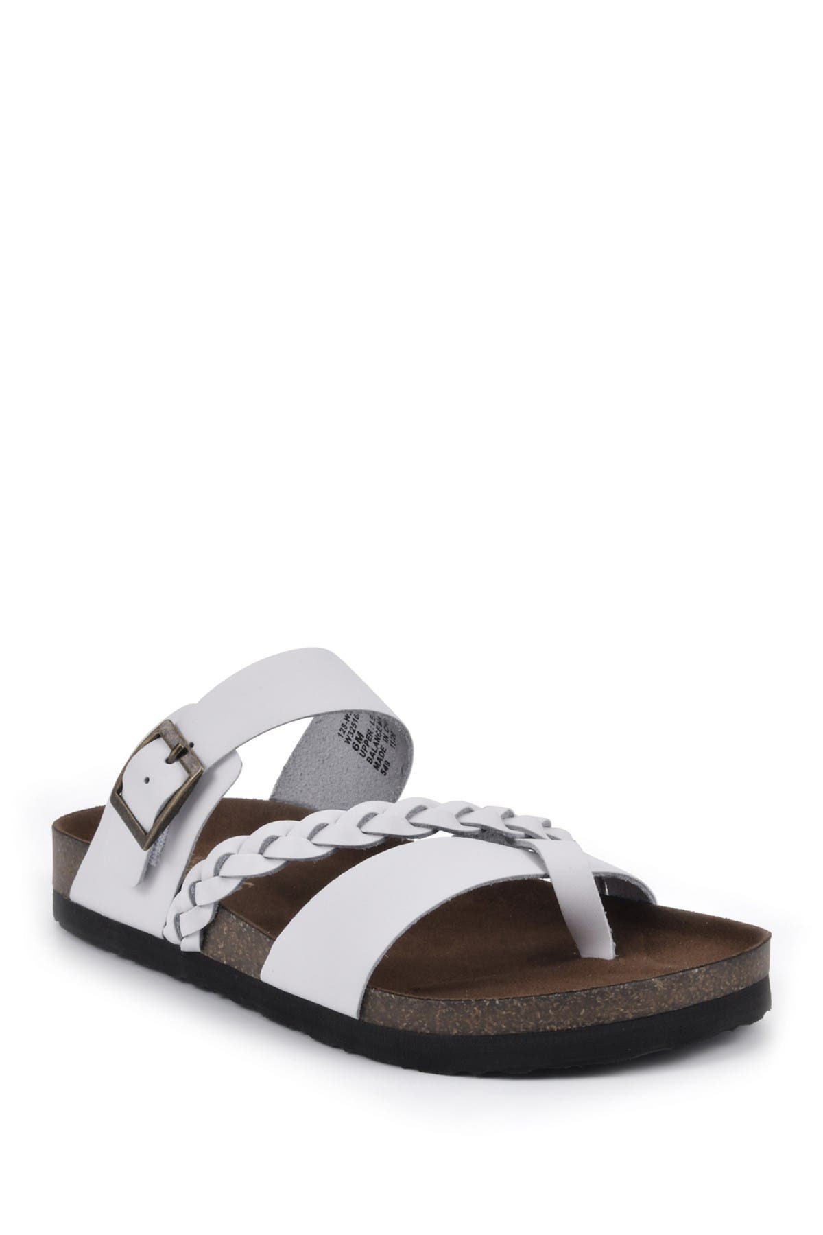 White Mountain Footwear Hazy Leather Footbed Sandal In White/leather