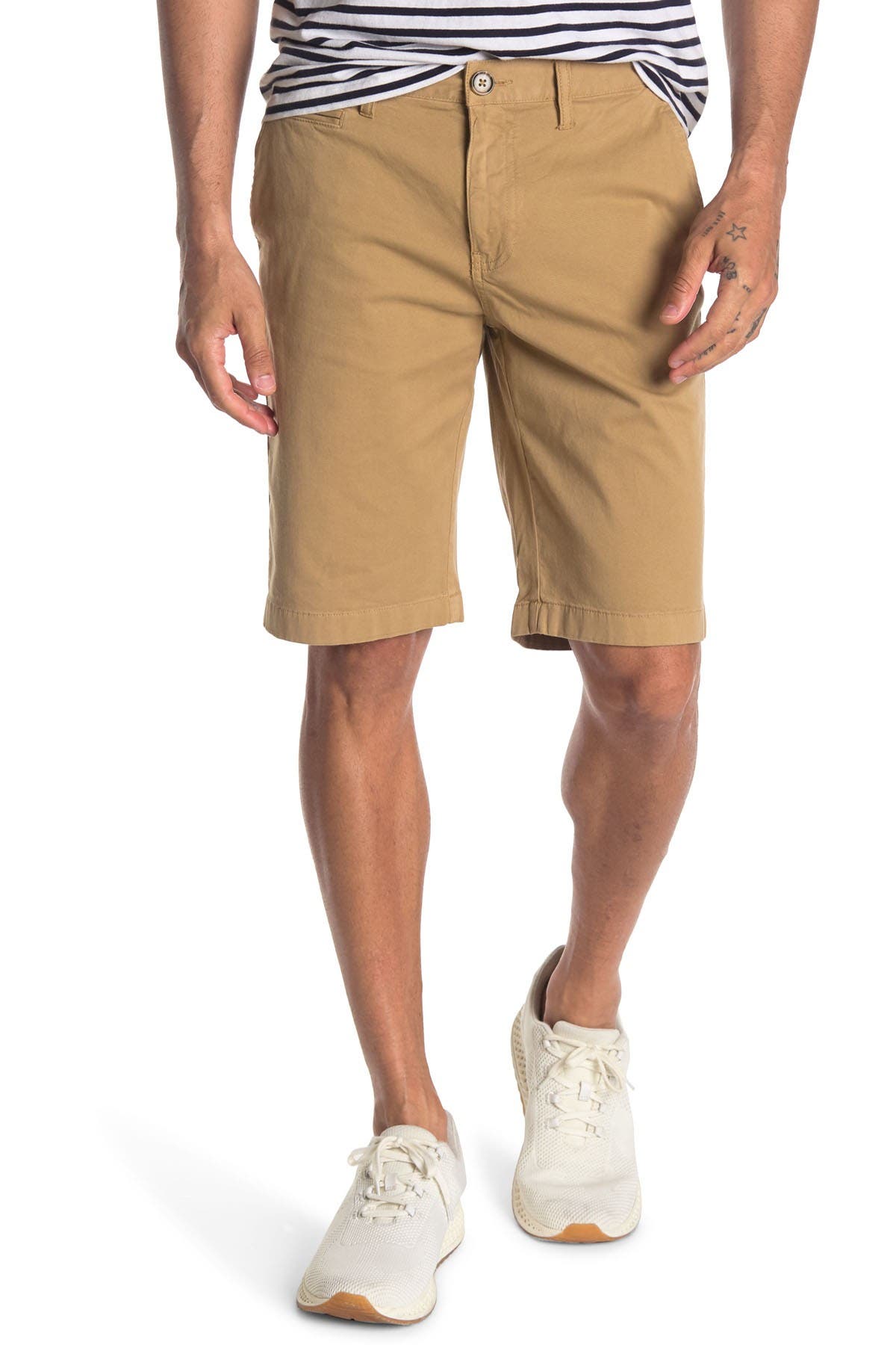 14th & Union Garment Dye Stretch Shorts In Light/pastel Brown