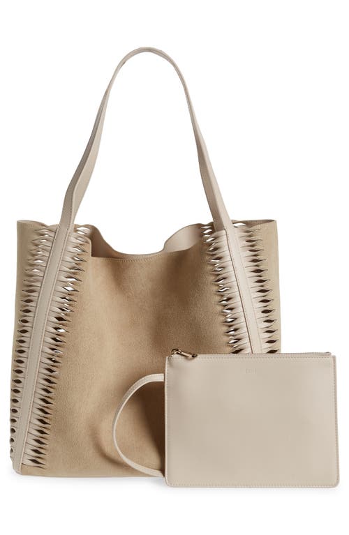 Chloé Beige Louela Suede Tote Bag In Pearl Beige