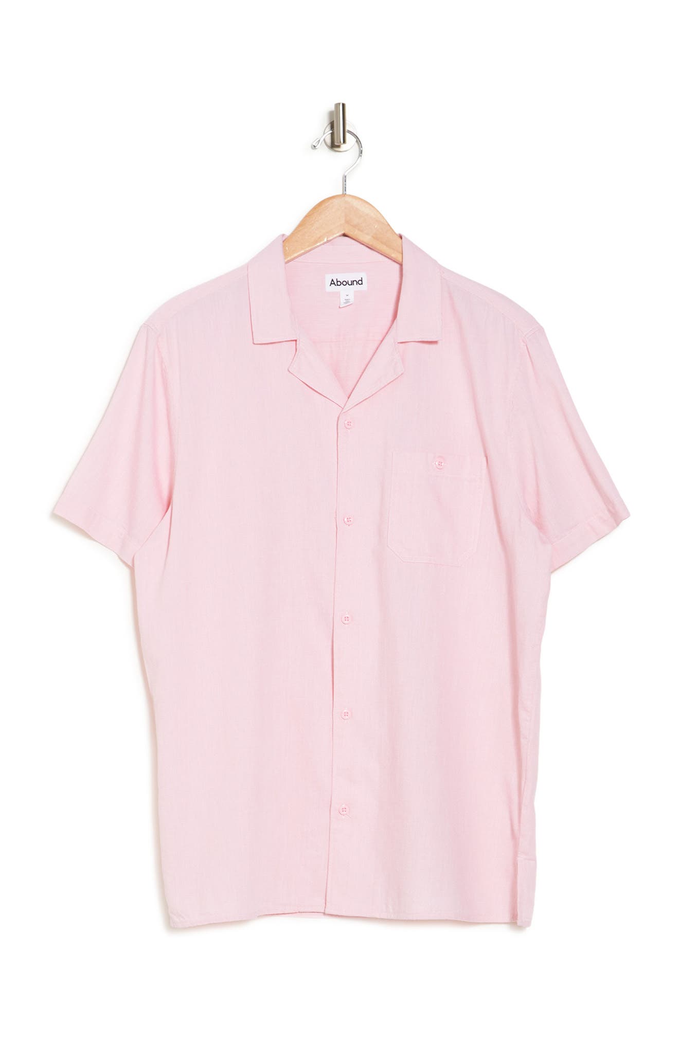 Abound Short Sleeve Camp Collar Regular Fit Shirt In Pnk Lantana Vertical Yarn Dye