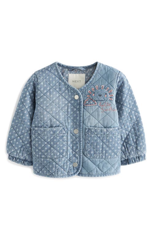 NEXT Kids' Embroidered Quilted Denim Liner Jacket Blue at Nordstrom,