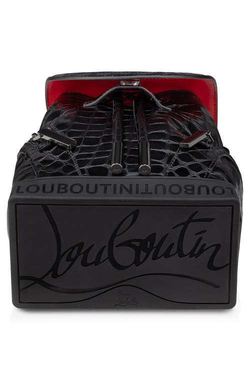 Shop Christian Louboutin Small Explorafunk Croc Embossed Leather Backpack In Black/black