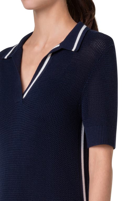 Akris Punto Signature Tipped Polo Sweater Dress In Ink-cream