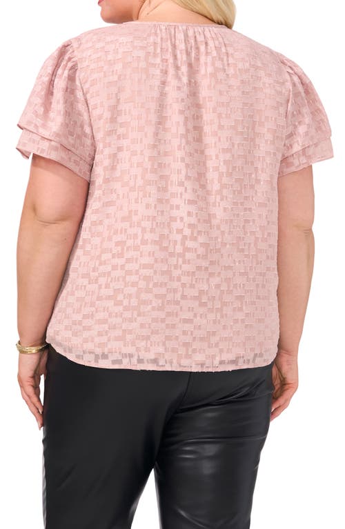 Shop Vince Camuto Ruffle Sleeve Tie Neck Top In Ash Rose