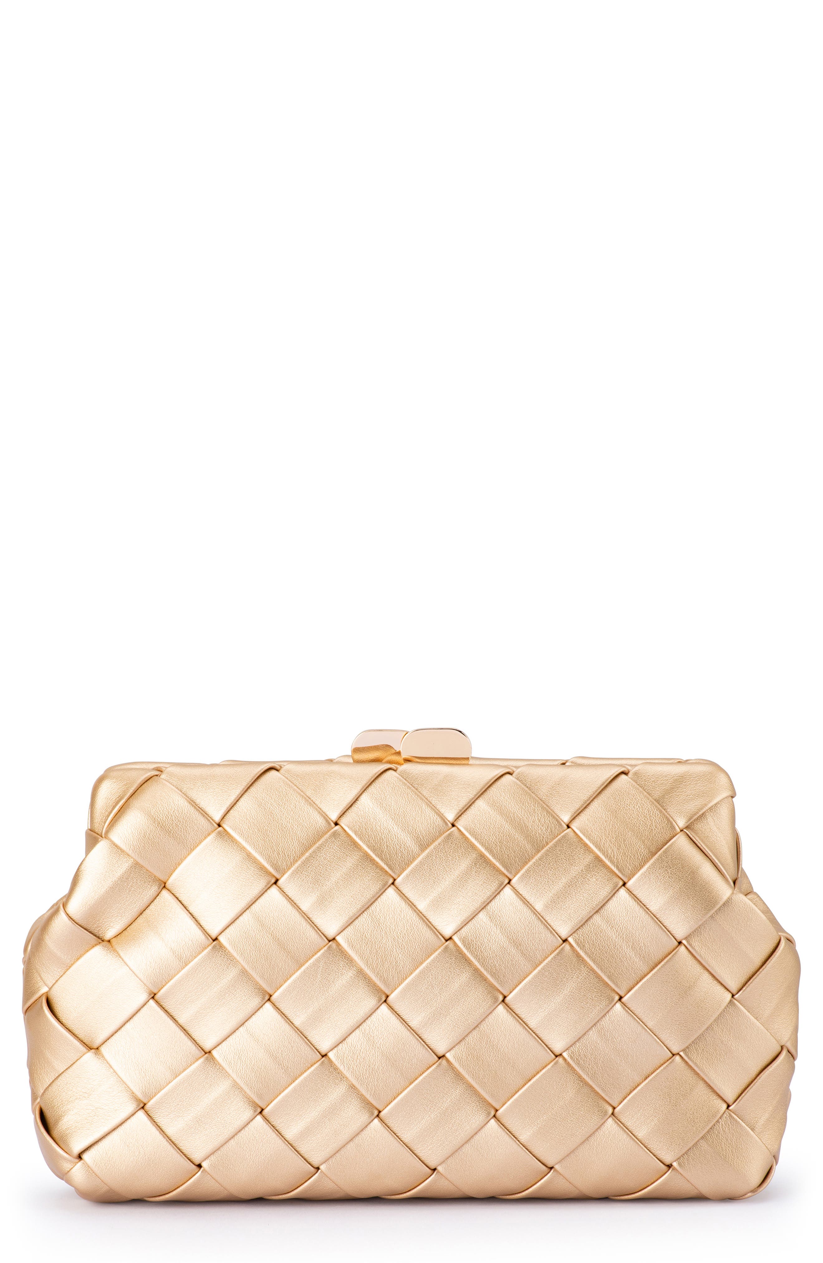 Olga Berg Quinn Woven Clutch in Gold Cover