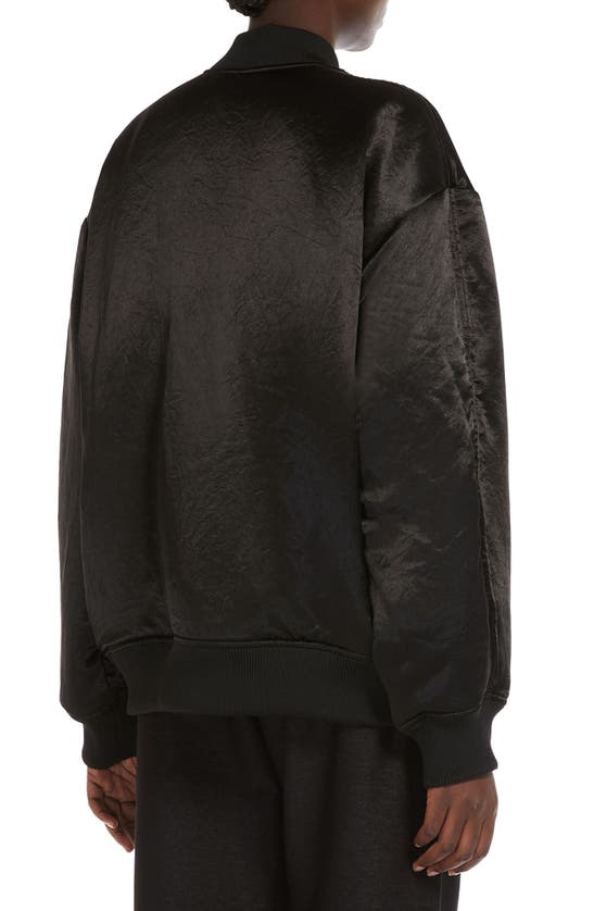 Shop Max Mara Imelde Satin Bomber Jacket In Black