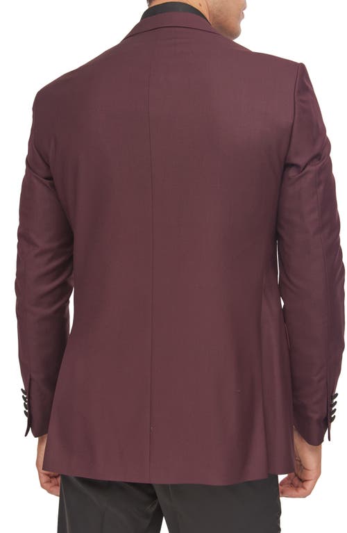 Ron Tomson Peak Lapel Two-tone Tuxedo Jacket In Burgundy