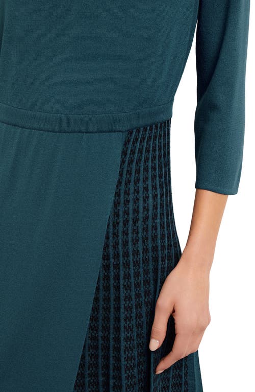 Shop Misook Contrast Panel Knit Dress In Marine Teal/black