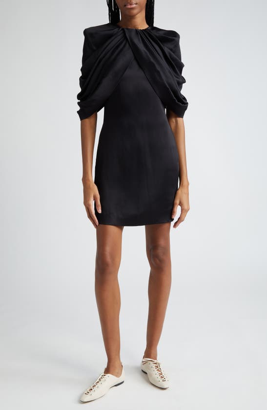 Shop Stella Mccartney Draped Satin Minidress In 1000 - Black