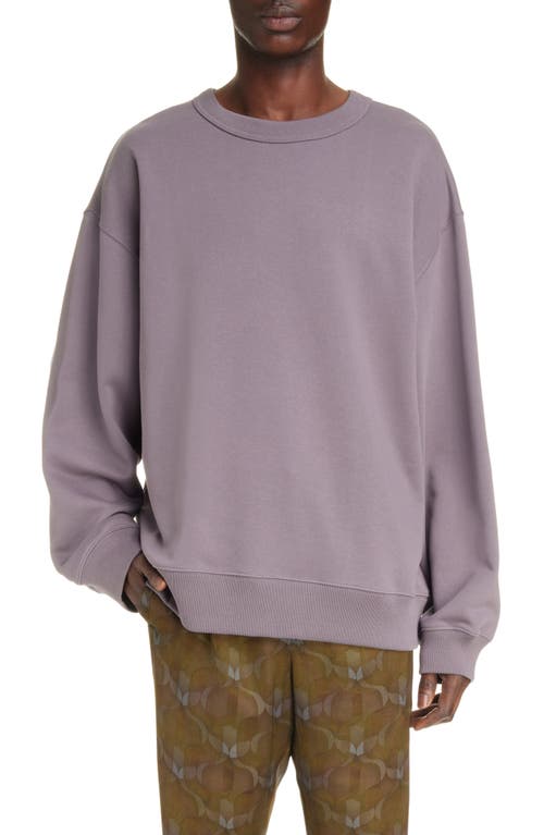 Hax Cotton French Terry Crewneck Sweatshirt in Purple