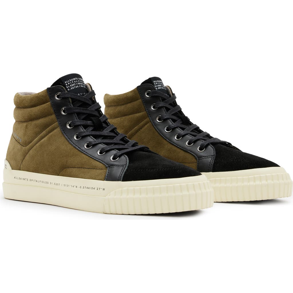 Allsaints Maverick High Top Sneaker In Khaki/black