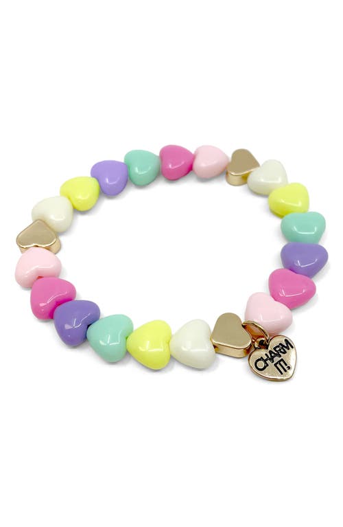 Shop Charm It !® Kids' Pastel Heart Bead Stretch Bracelet In Gold/multi