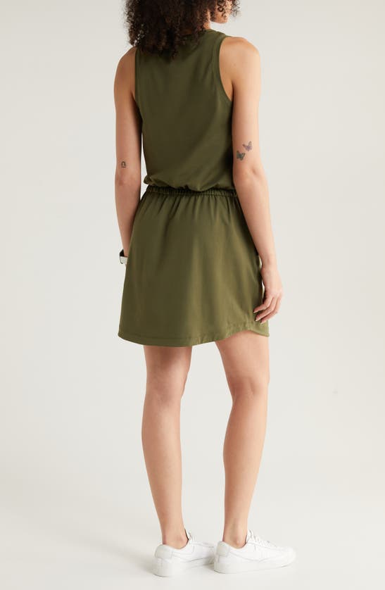 Shop Zella Live In Sleeveless Dress In Olive Night