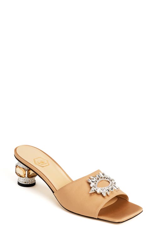 Shop Nalebe Aurum Embellished Slide Sandal In Champagne