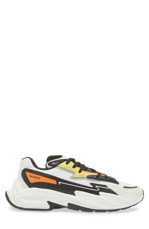 Shop Balmain Run-row Sneaker In White/yellow Multi