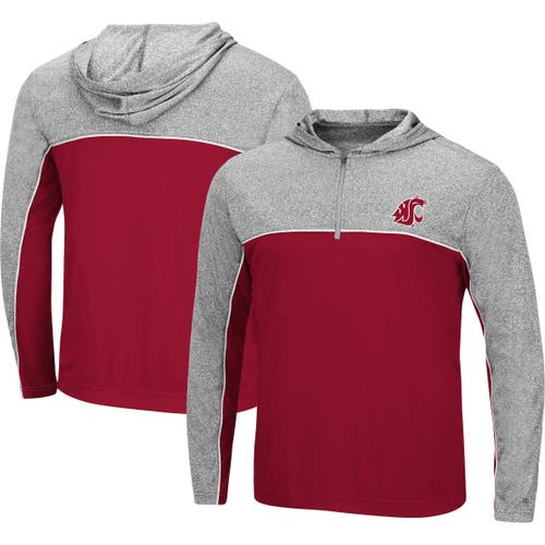 Men's Colosseum Crimson Washington State Cougars Flick Quarter-Zip Hoodie Windshirt
