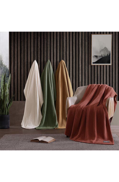 Eddie Bauer Waffle Knit Throw Blanket In Burnt Orange